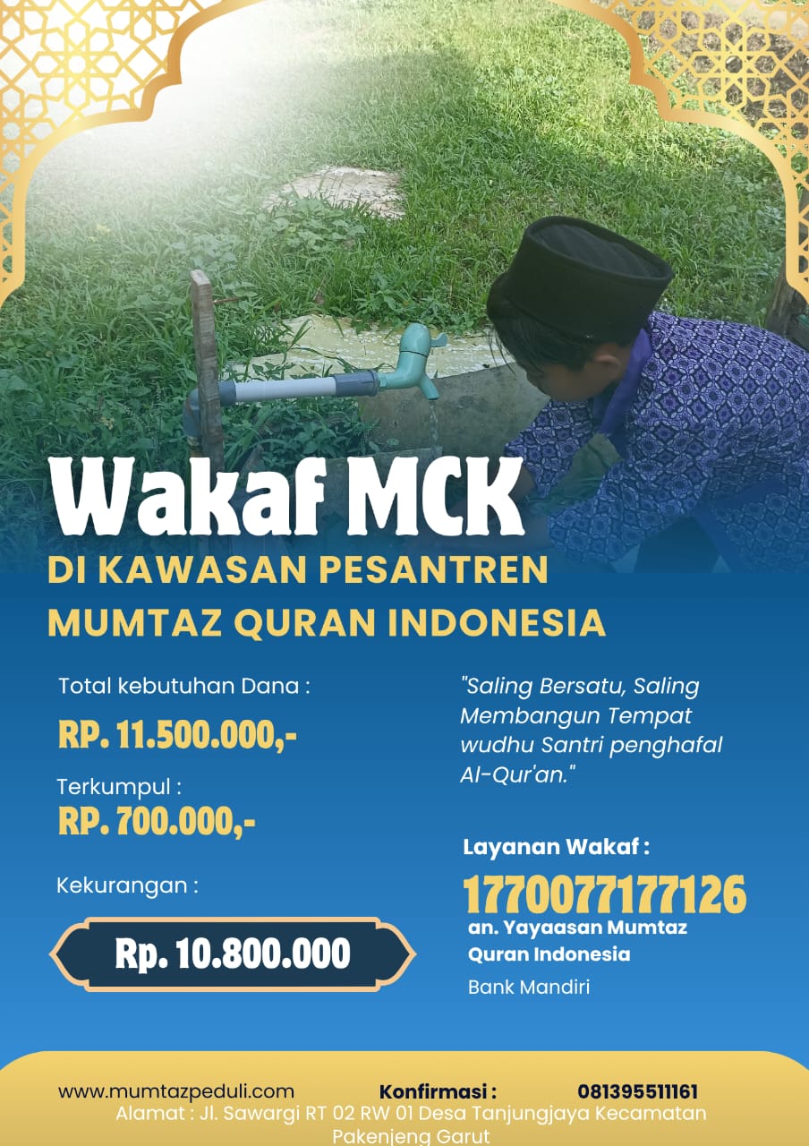 Wakaf MCK untuk Pesantren Mumtaz Quran Indonesia